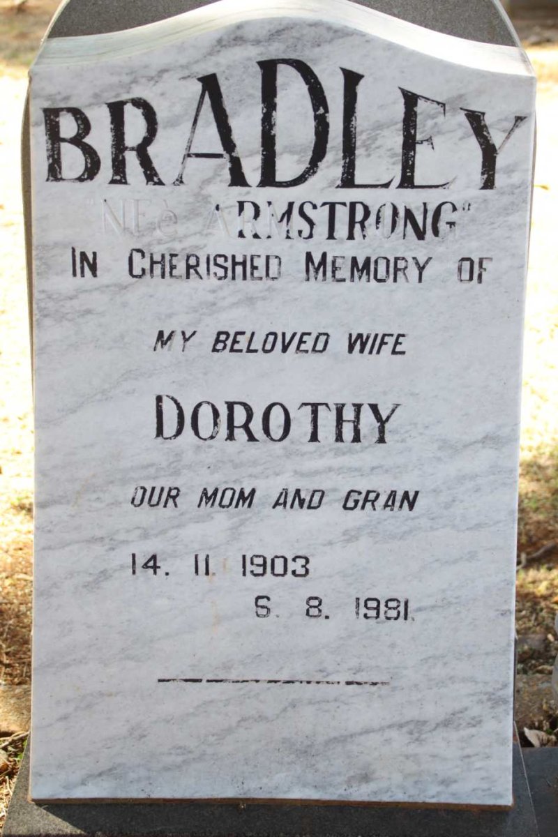 BRADLEY Dorothy nee ARMSTRONG 1903-1981