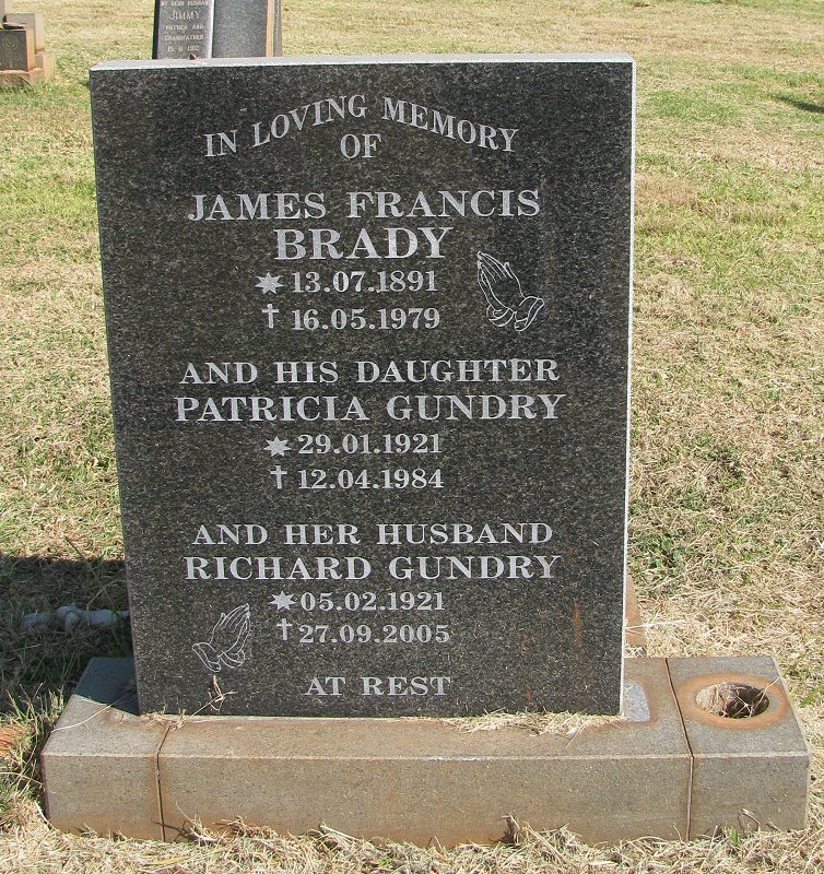 BRADY James Francis 1891-1979 :: GRUNDY Richard 1921-2005 &amp; Patricia 1921-1984
