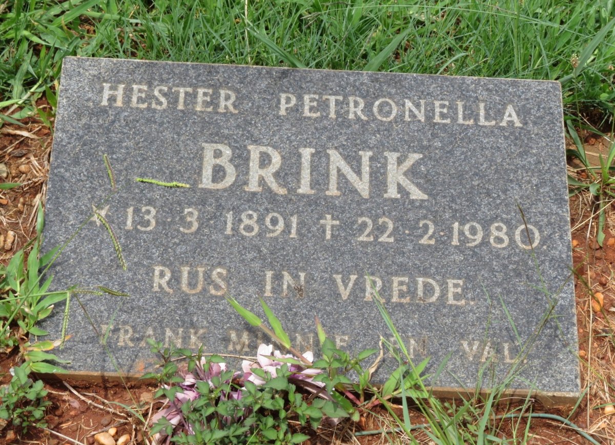 BRINK Hester Petronella 1891-1980