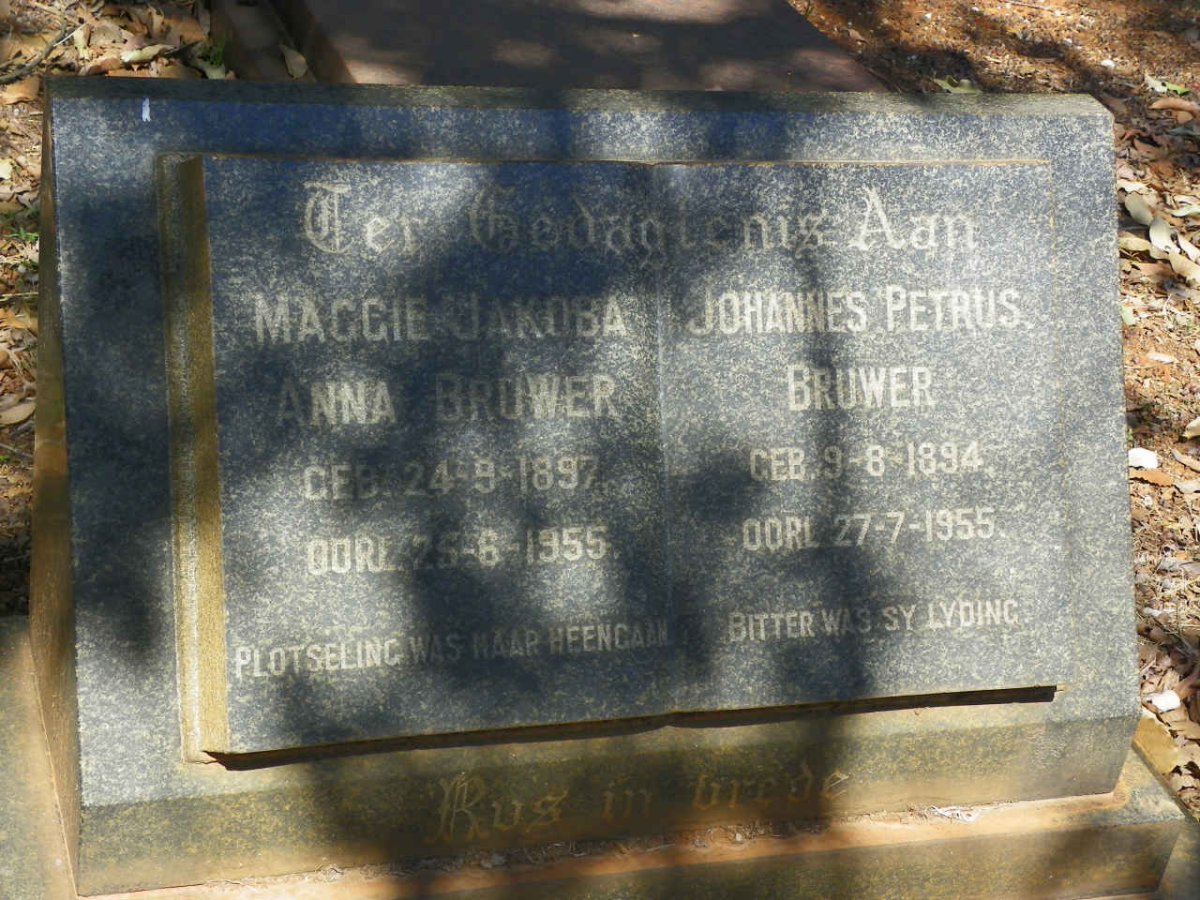 BRUWER Johannes Petrus 1894-1955 &amp; Maggie Jakoba Anna 1897-1955