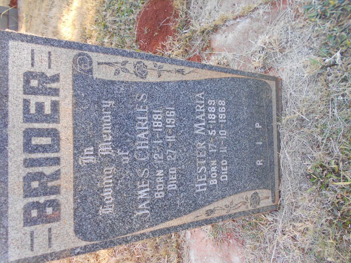 BRIDER James Charles 1881-1961 &amp; Hester Maria 1889-1968