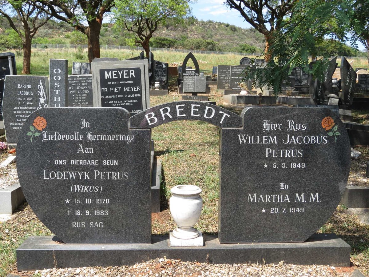 BREEDT Willem Jacobus Petrus 1949- &amp; Martha M.M. 1949- :: BREEDT Lodewyk Petrus 1970-1983