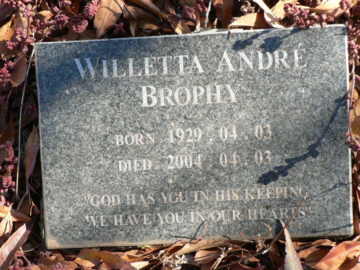 BROPHY Willetta Andre 1929-2004