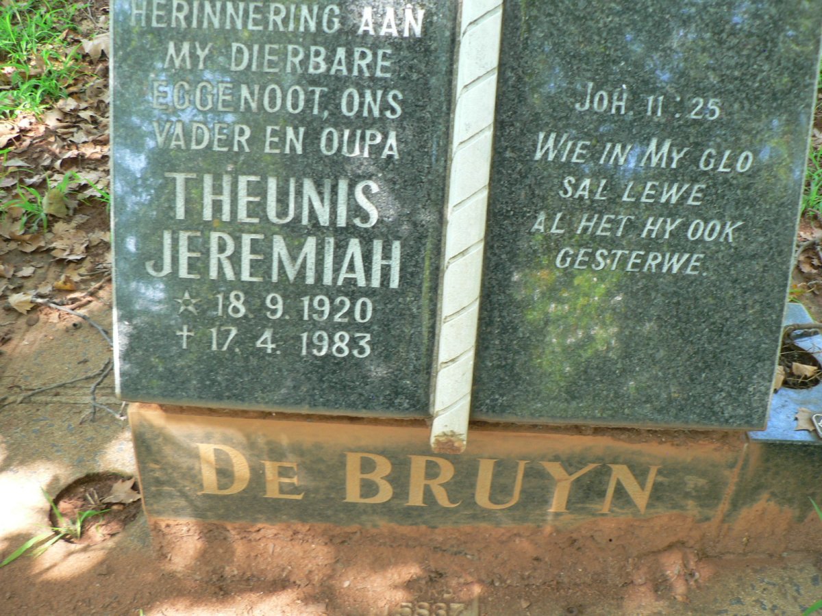 BRUYN Theunis Jeremiah, de 1920-1983