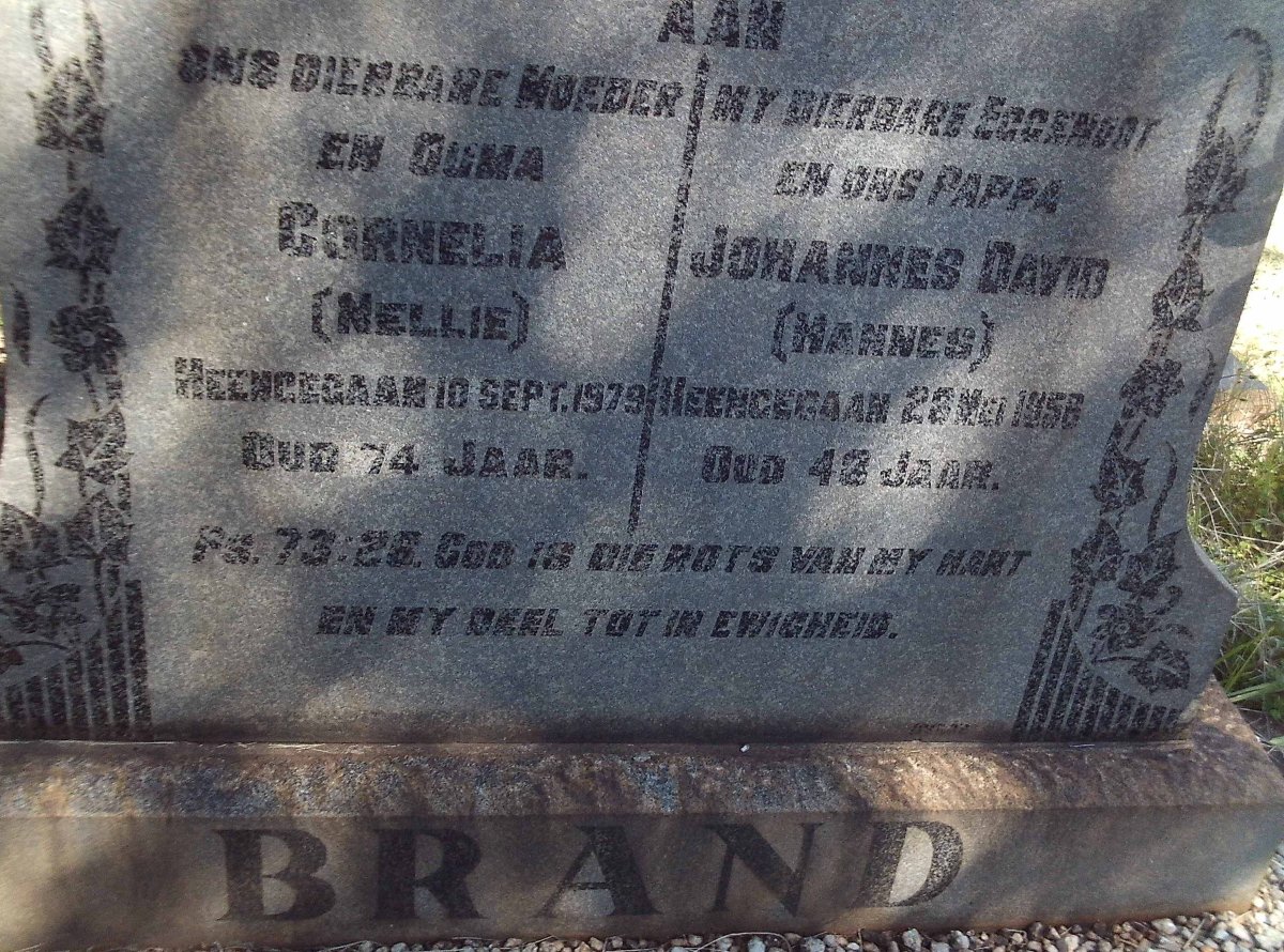 BRAND Johannes David -1958 &amp; Cornelia -1979