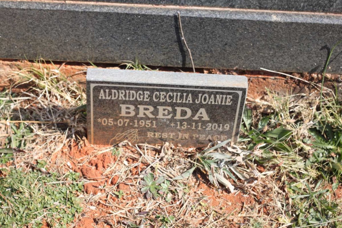 BREDA Malcolm Henry Howard 1950-2016 :: BREDA Aldridge Cecilia Joanie 1951-2019