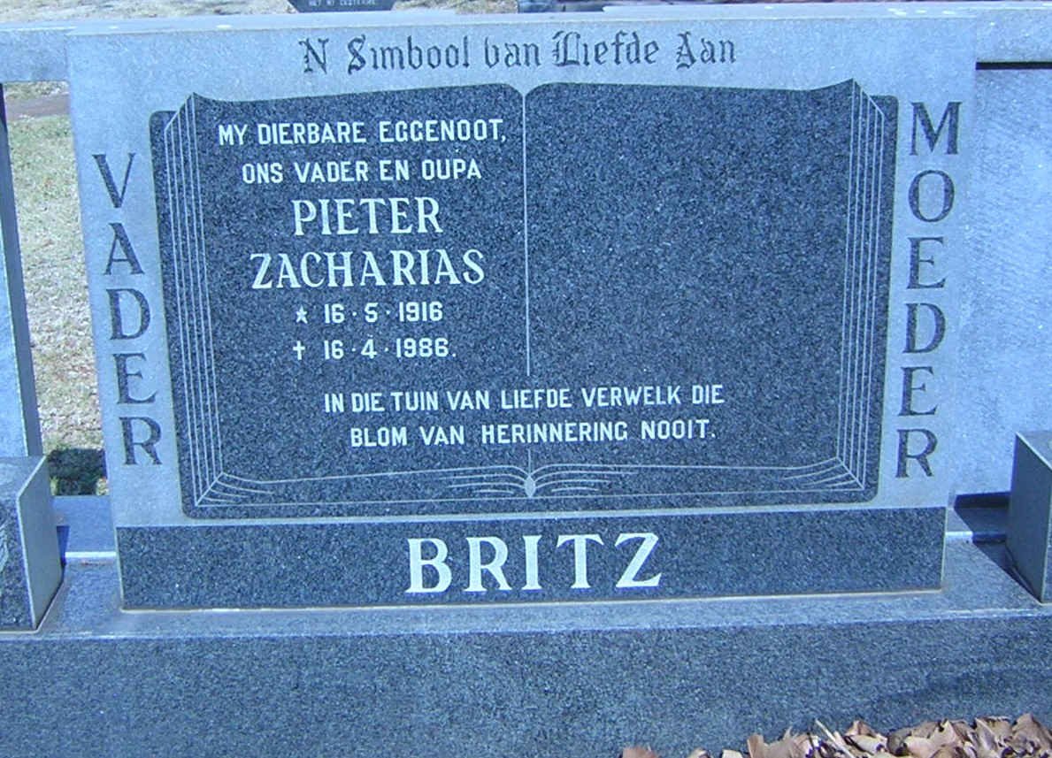 BRITZ Pieter Zacharias 1916-1986