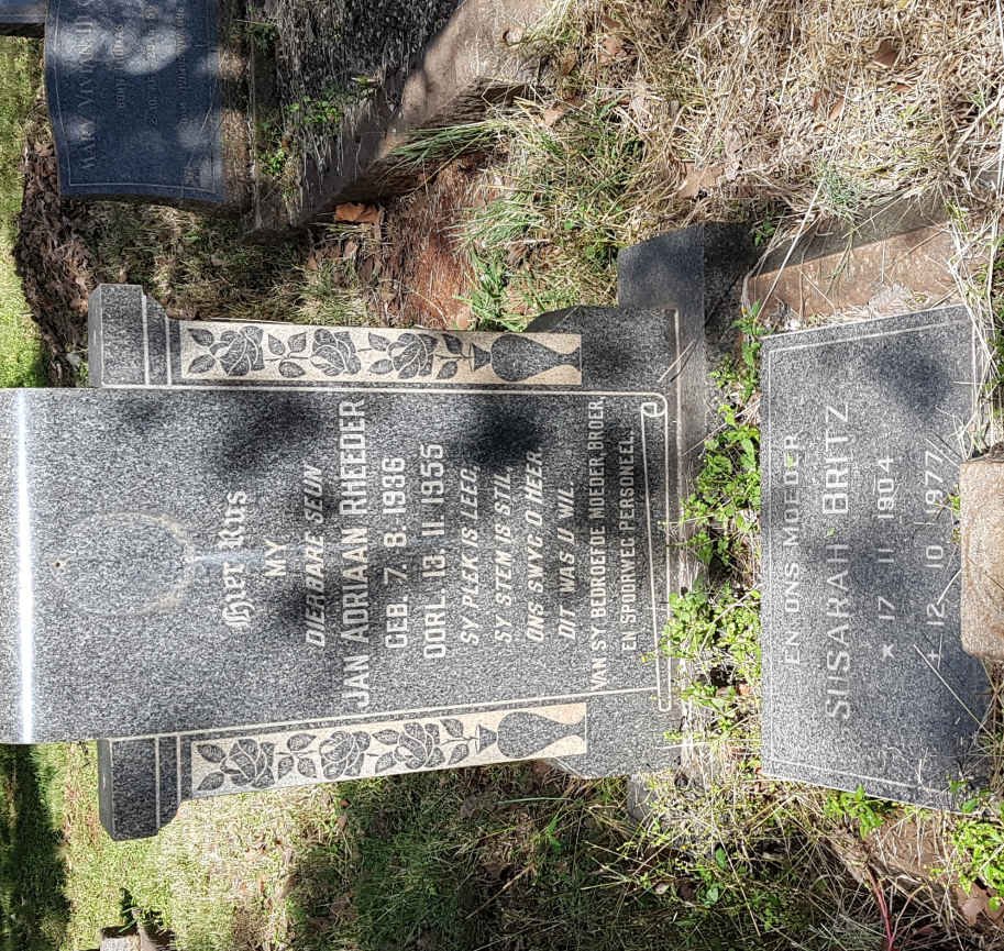 BRITZ Susarah 1904-1977 :: RHEEDER Jan Adriaan 1936-1955