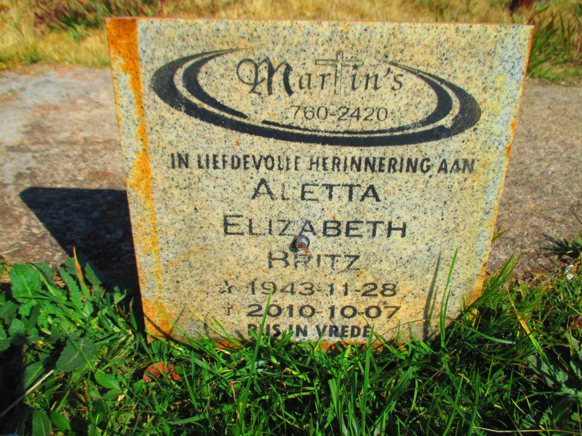 BRITZ Aletta Elizabeth 1943-2010