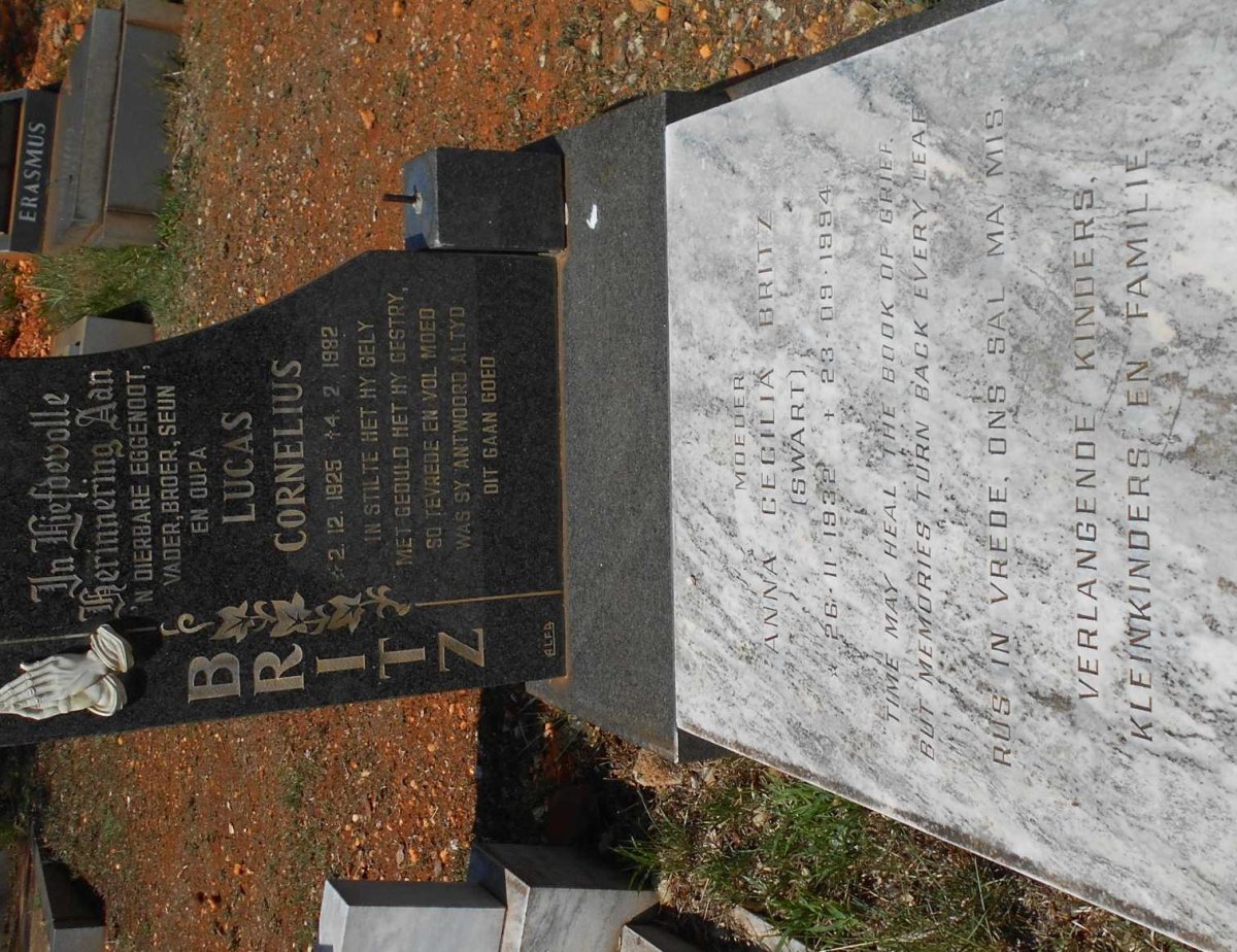 BRITZ Lucas Cornelius 1925-1982 &amp; Anna Cecilia SWART 1932-1994