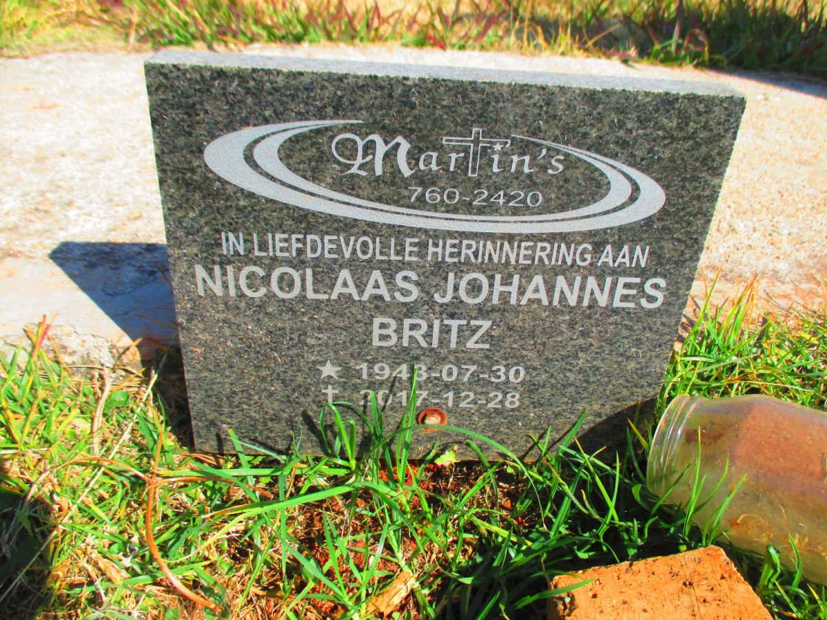 BRITZ Nicolaas Johannes 1943-2017