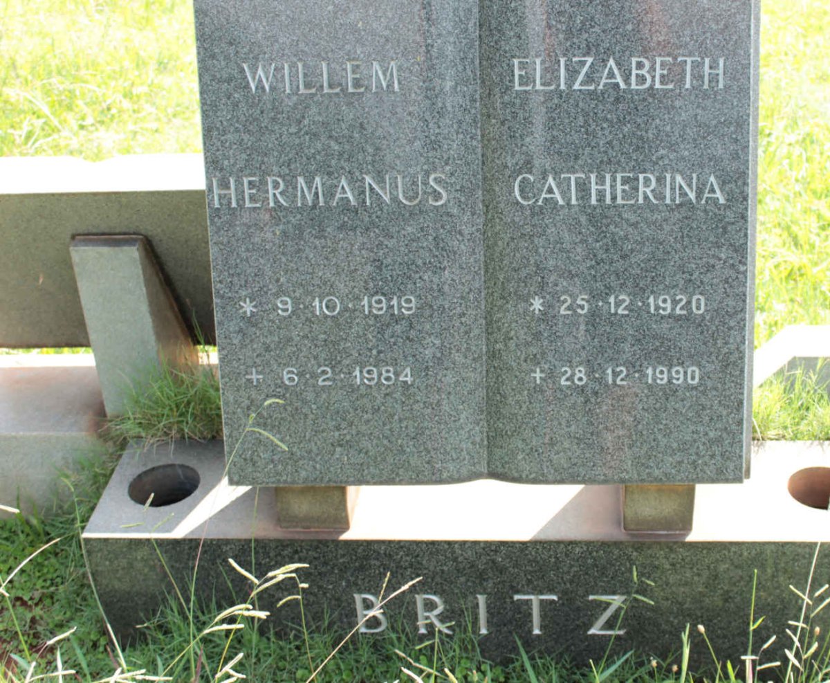 BRITZ Willem Hermanus 1919-1984 &amp; Elizabeth Catherina 1920-1990