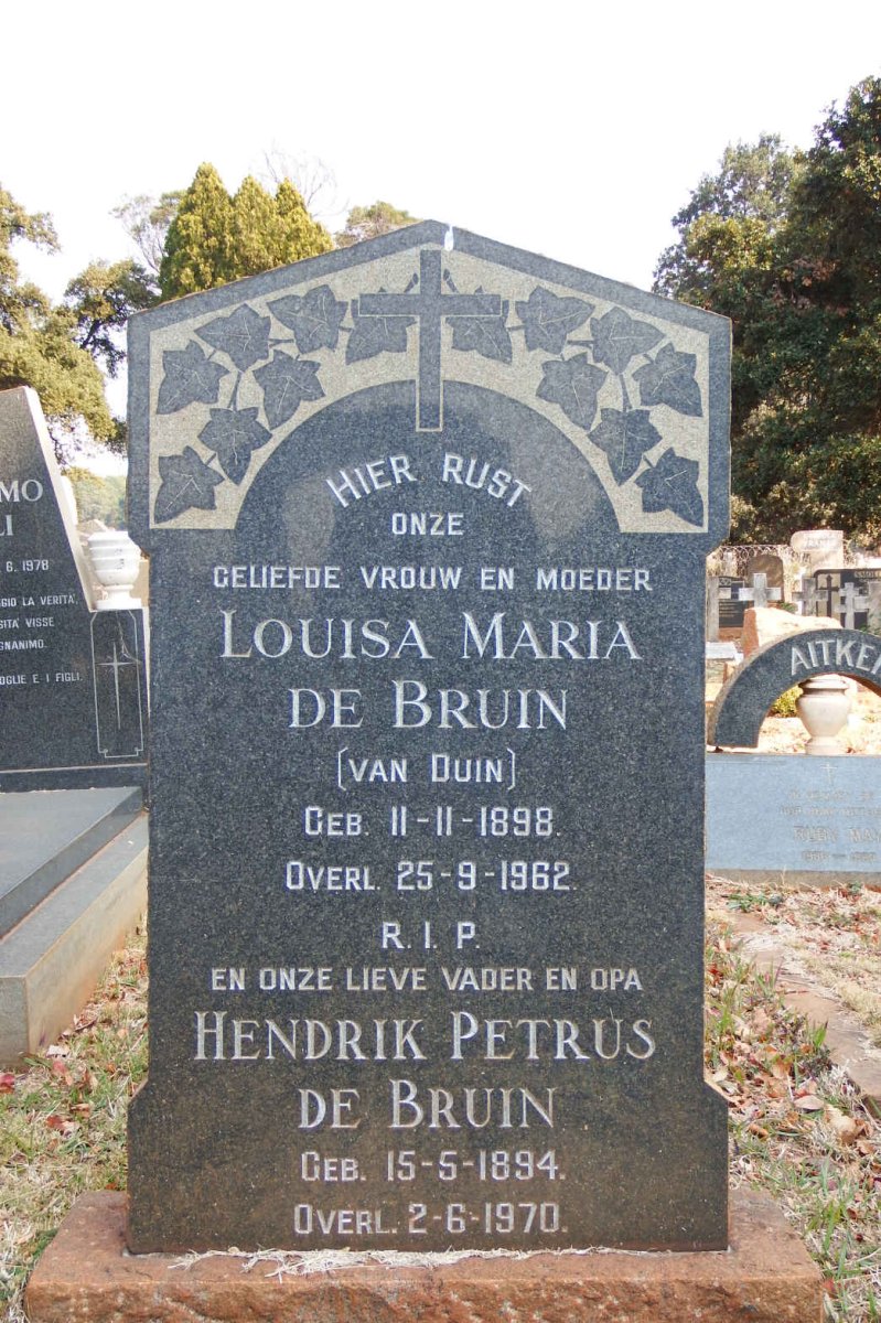 BRUIN Hendrik Petrus, de 1894-1970 &amp; Louisa Maria Van DUIN 1898-1962
