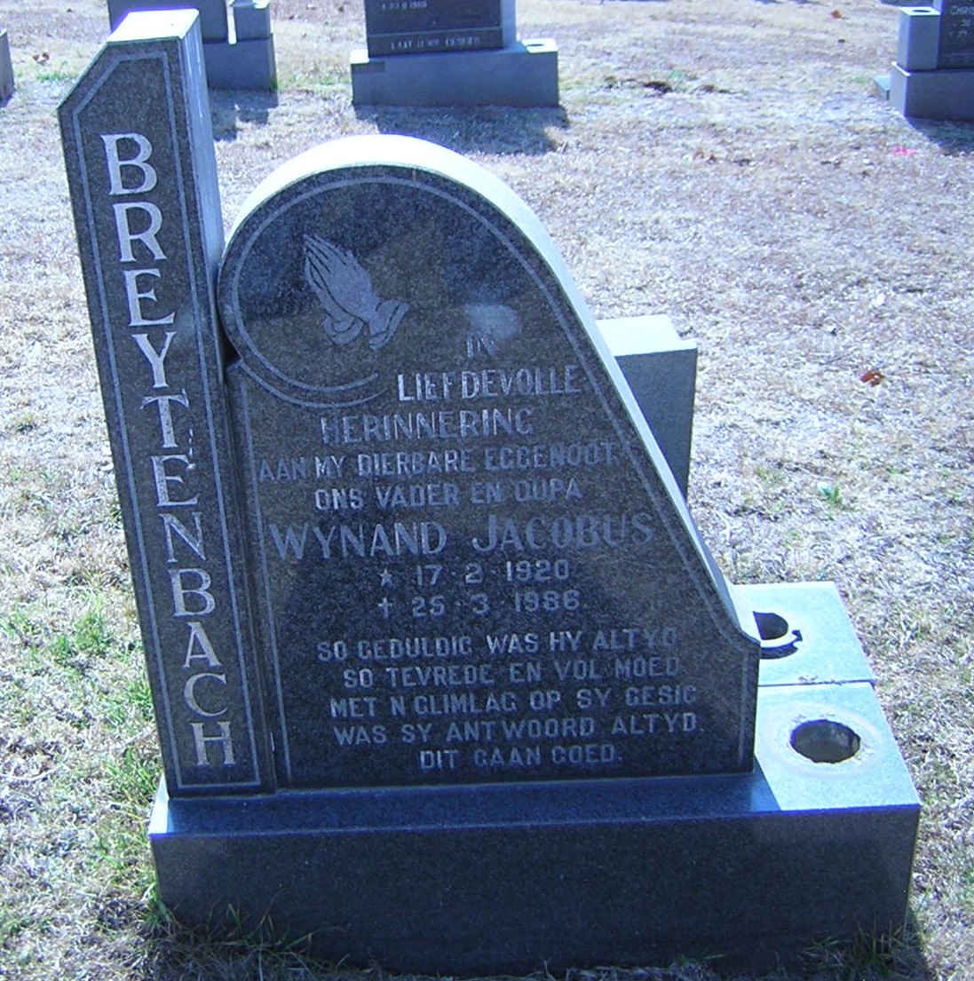 BREYTENBACH Wynand Jacobus 1920-1986