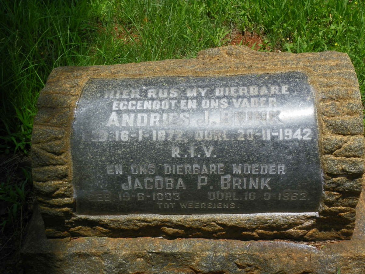 BRINK Andries J. 1872-1942 &amp; Jacoba P. 1883-1962