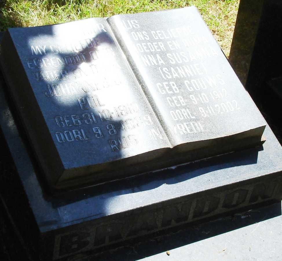 BRANDON Johannes J. 1910-1969 &amp; Anna Susanna GOUWS 1912-2002
