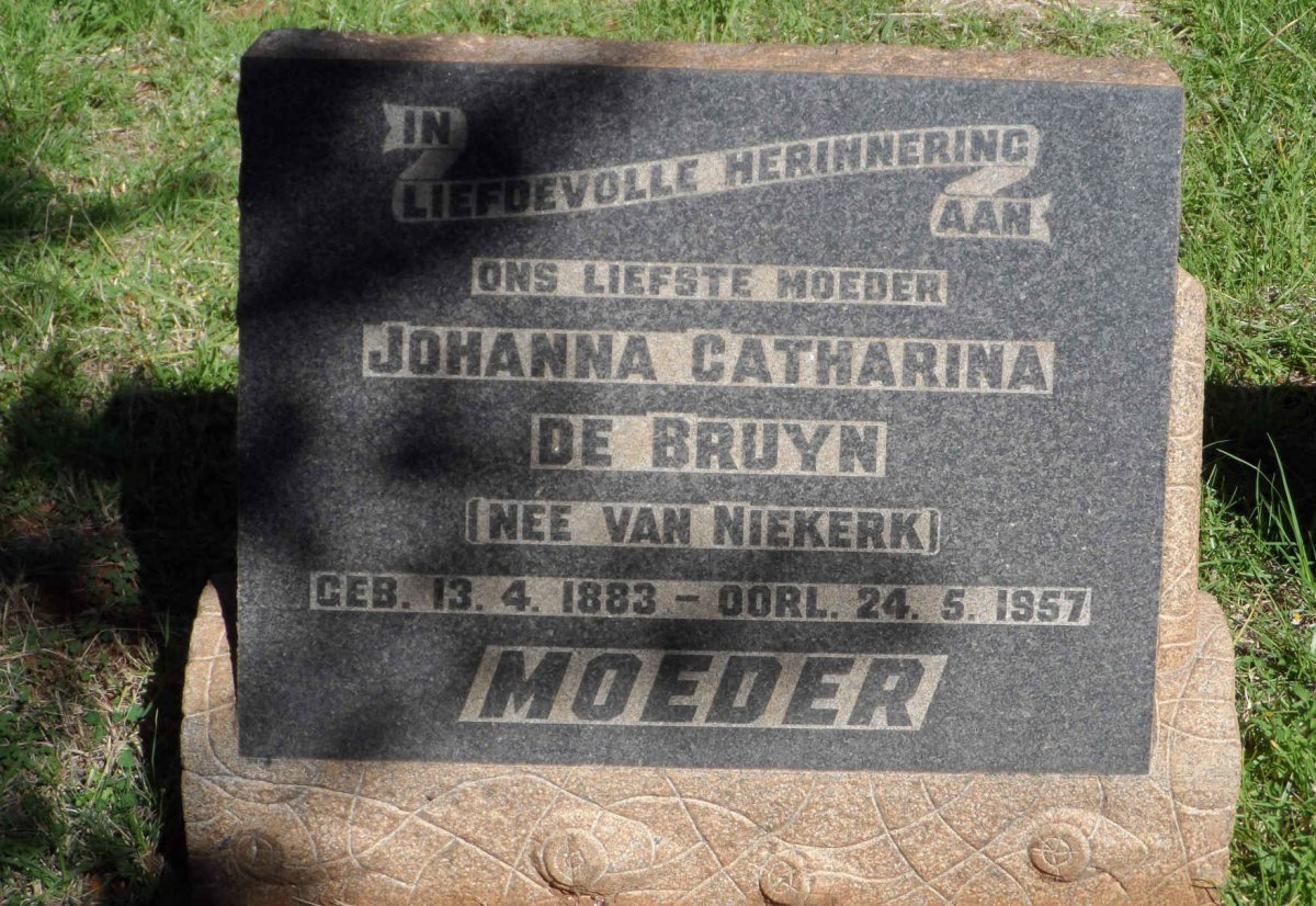 BRUYN Johanna Catharina, de nee VAN NIEKERK 1883-1957