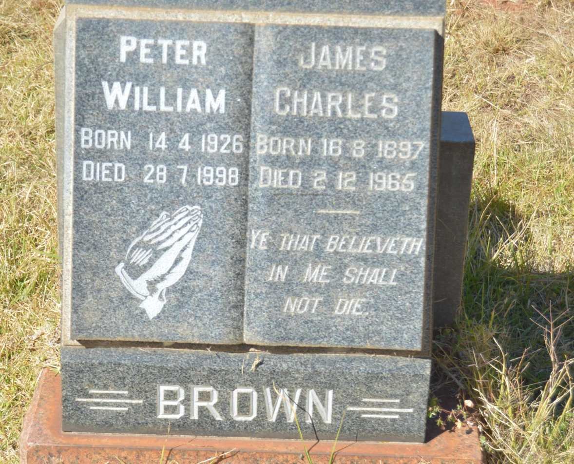 BROWN James Charles 1897-1965 :: BROWN Peter William 1926-1998 