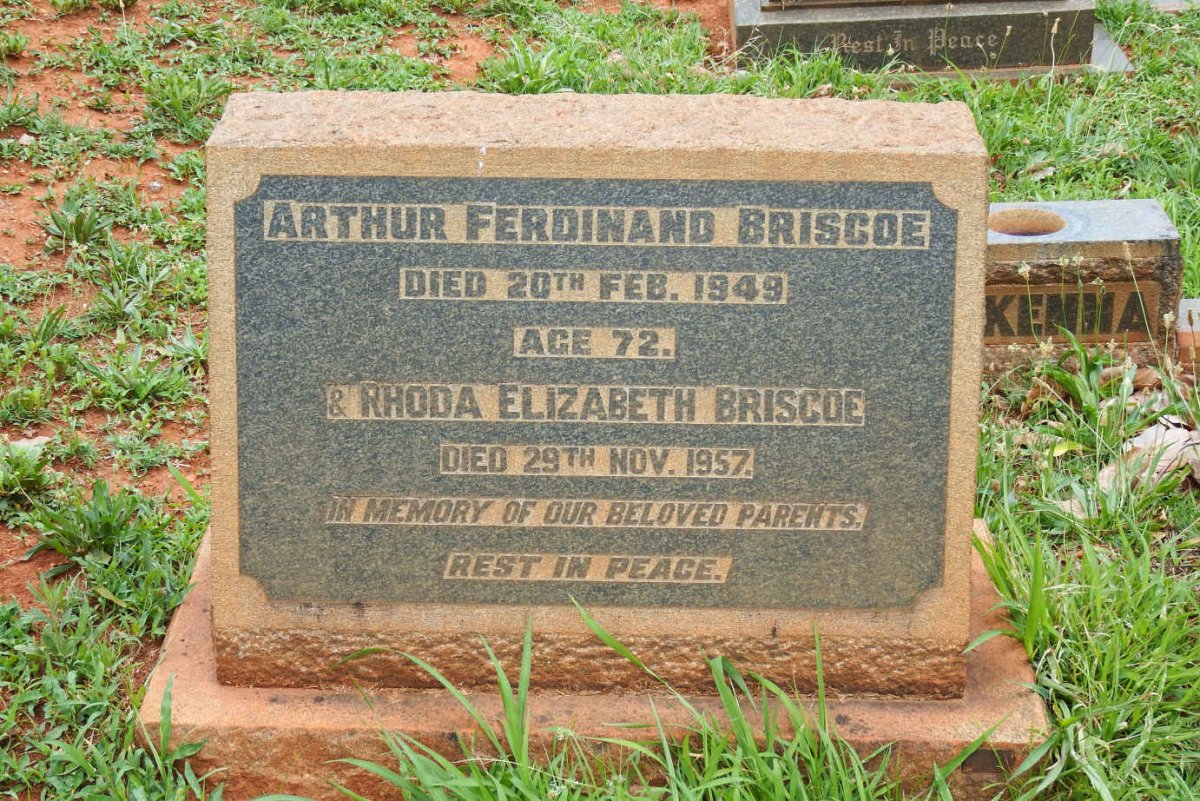 BRISCOE Arthur Ferdinand -1949 &amp; Rhoda Elizabeth -1957