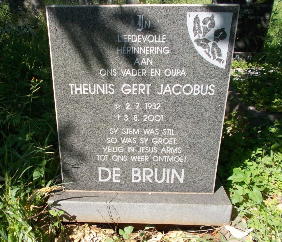 BRUIN Theunis Gert Jacobus, de 1932-2001