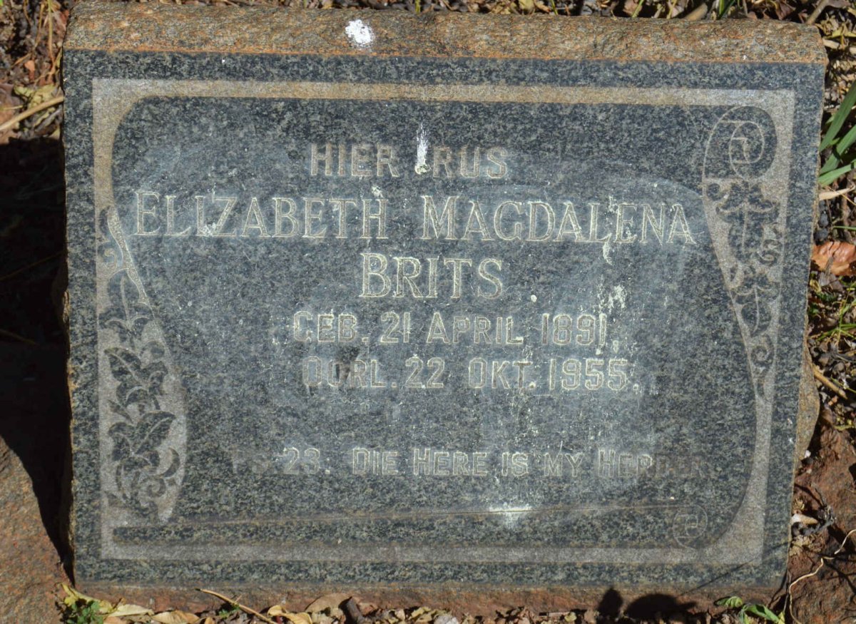 BRITS Elizabeth Magdalena 1891-1955