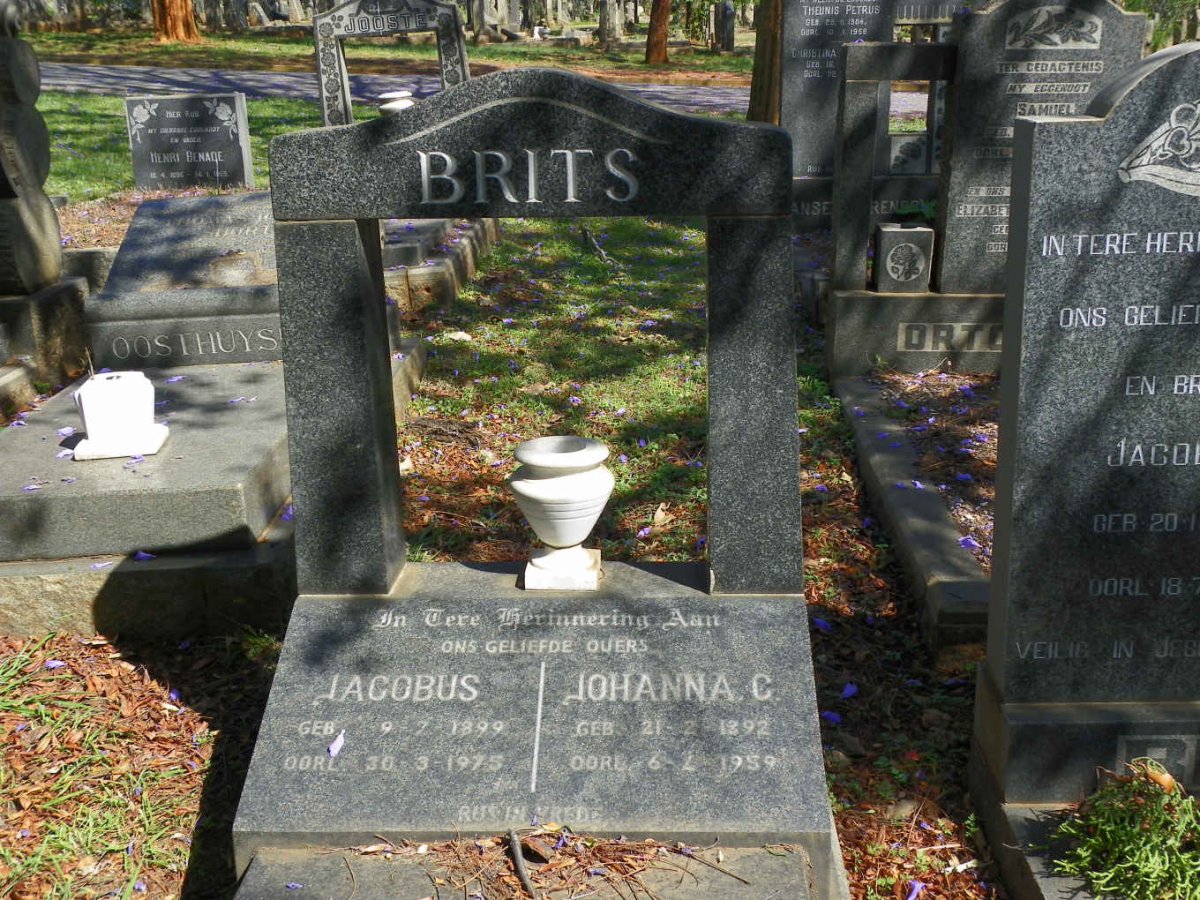 BRITS Jacobus 1899-1975 &amp; Johanna C. 1892-1959