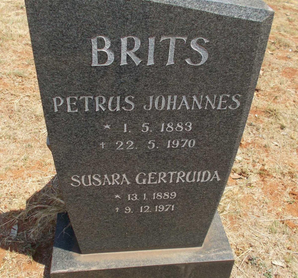 BRITS Petrus Johannes 1883-1970 &amp; Susara Gertruida 1889-1971