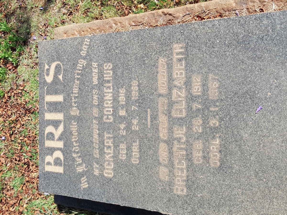 BRITS Ockert Cornelius 1915-1959 &amp; Brechtje Elizabeth 1912-1967