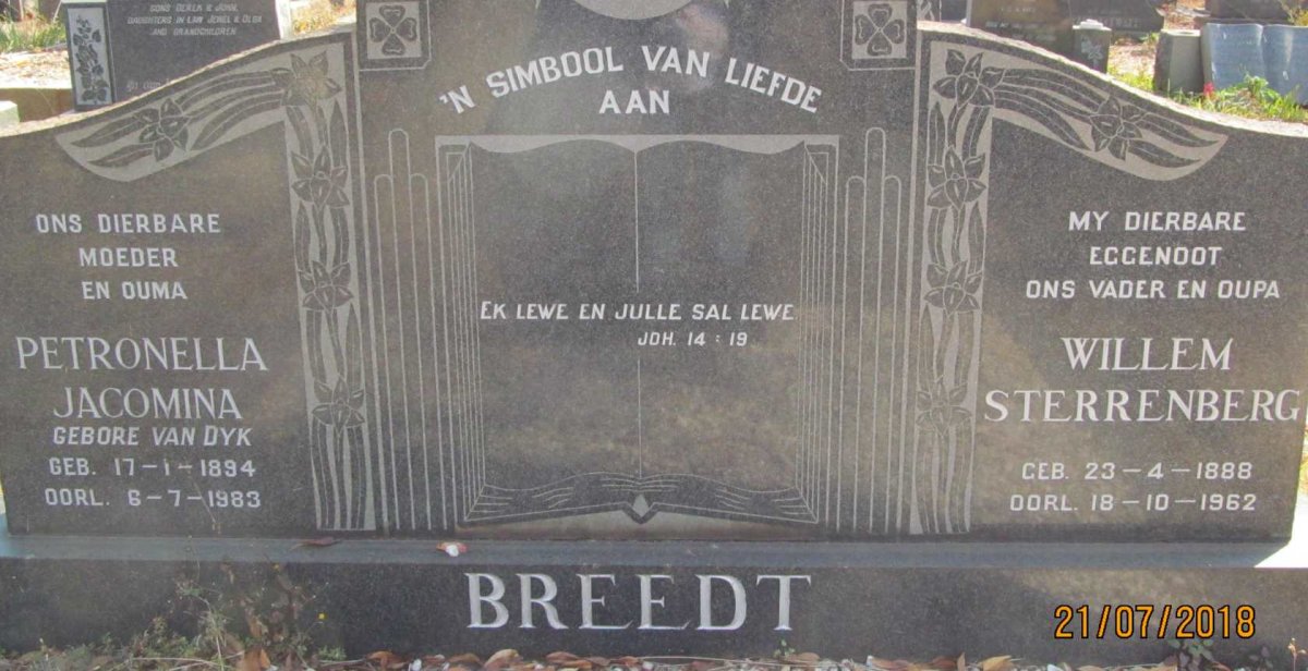 BREEDT Willem Sterrenberg 1888-1962 &amp; Petronella Jacomina VAN DYK 1894-1983