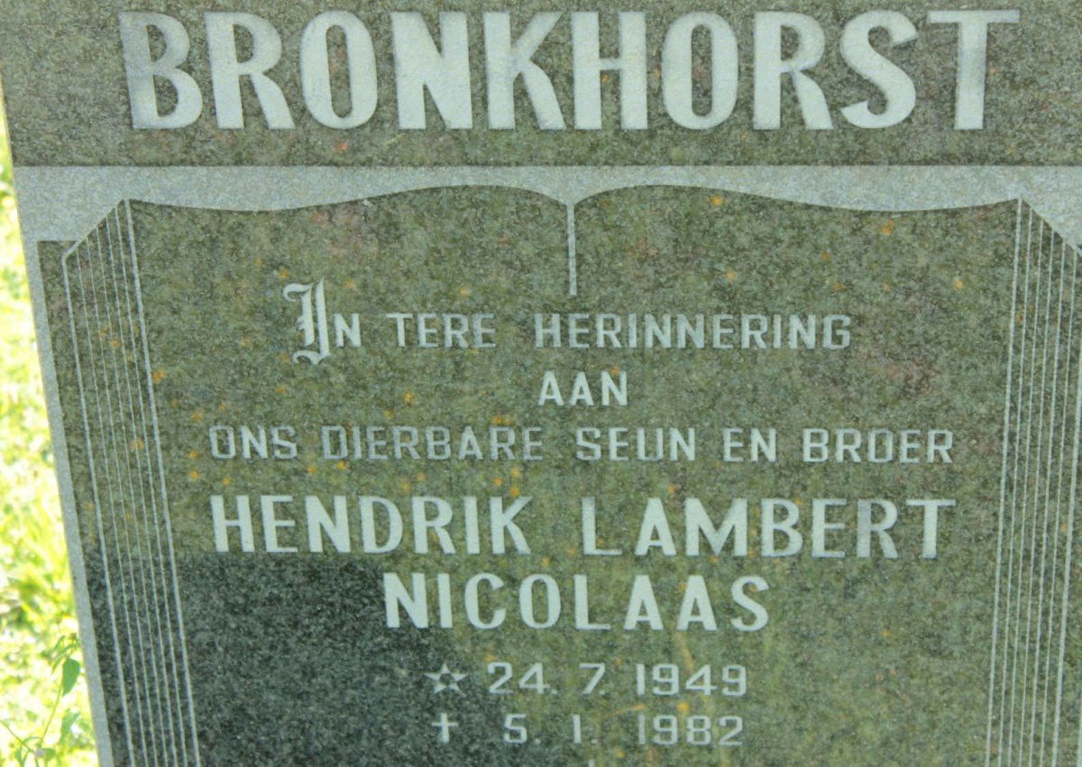 BRONKHORST Hendrik Lambert Nicolaas 1949-1982