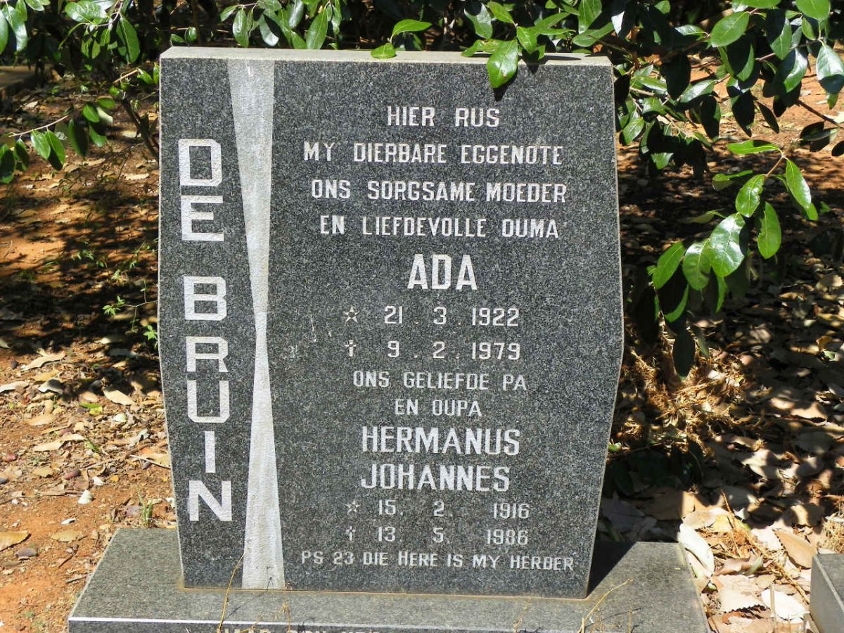 BRUIN Hermanus Johannes, de 1916-1986 &amp; Ada 1922-1979