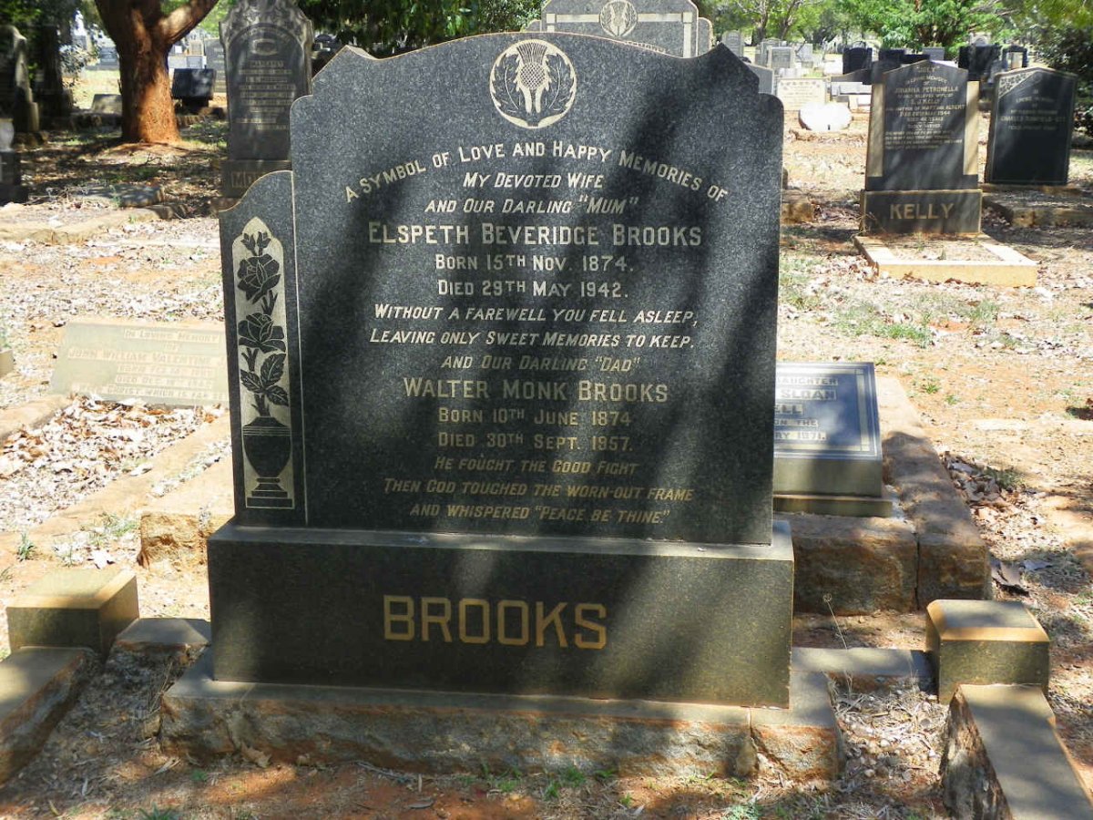 BROOKS Walter Monk 1874-1957 &amp; Elspeth Beveridge 1874-1942
