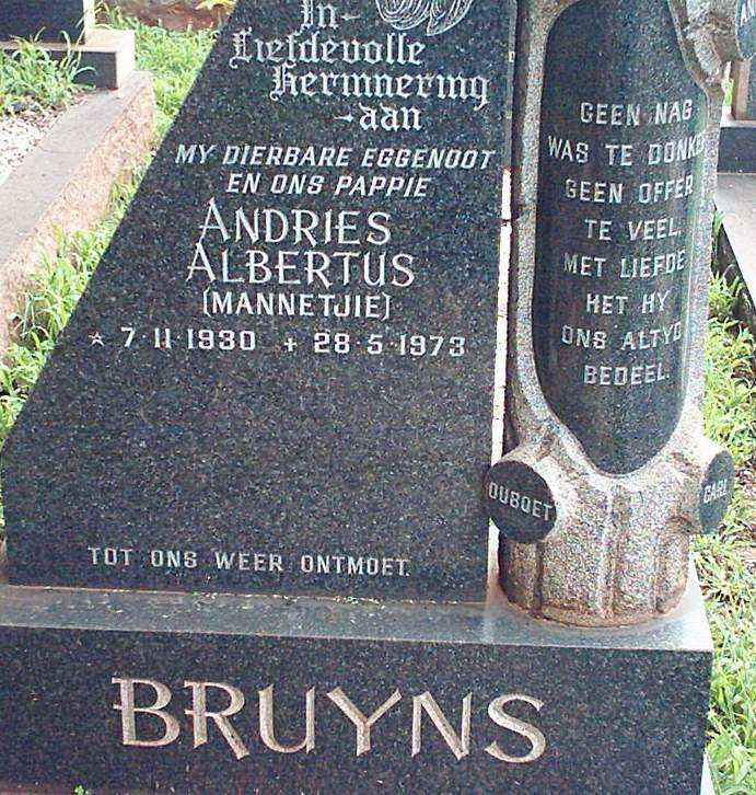 BRUYNS Andries Albertus 1930-1973