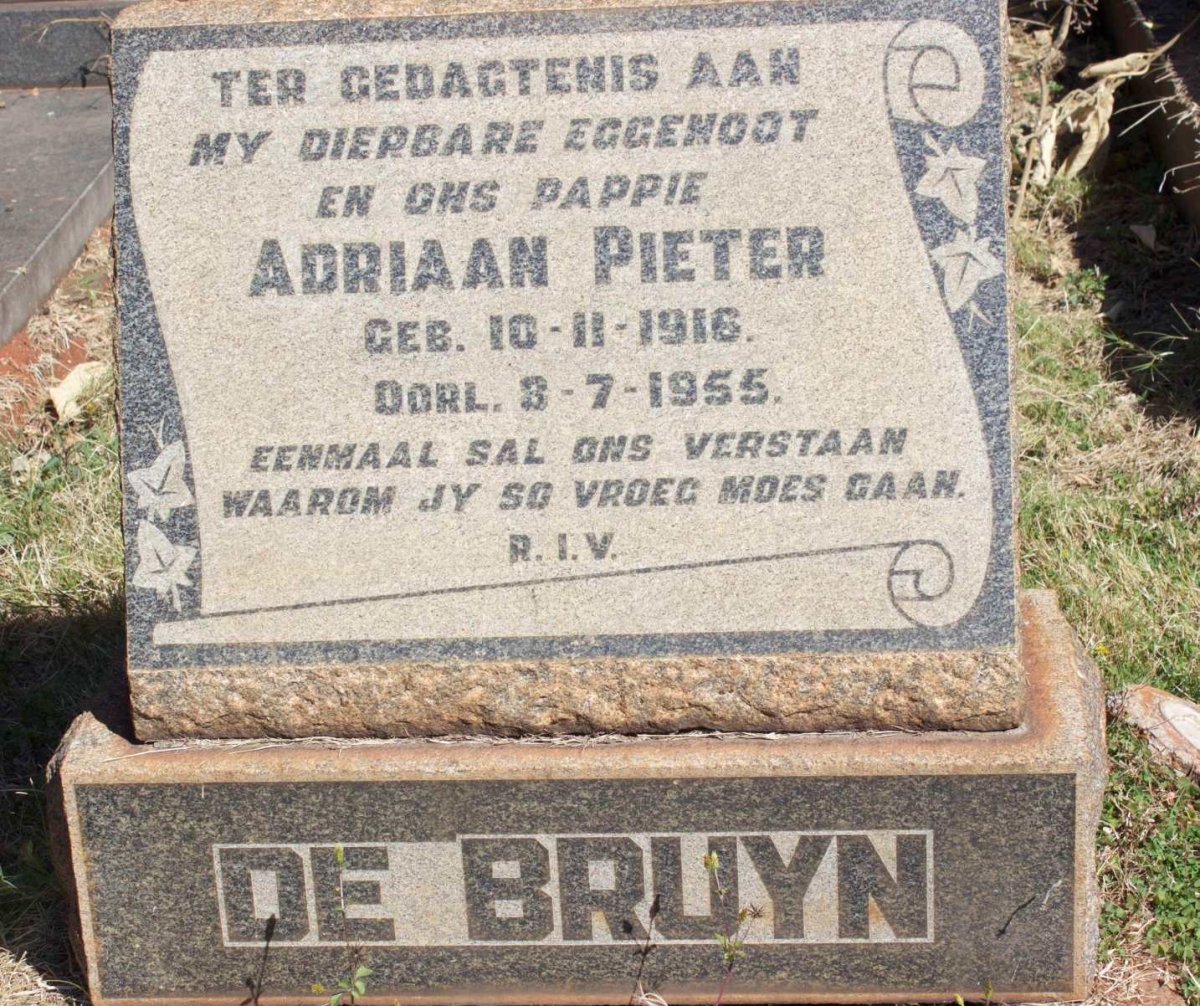 BRUYN Adriaan Pieter, de 1916-1955