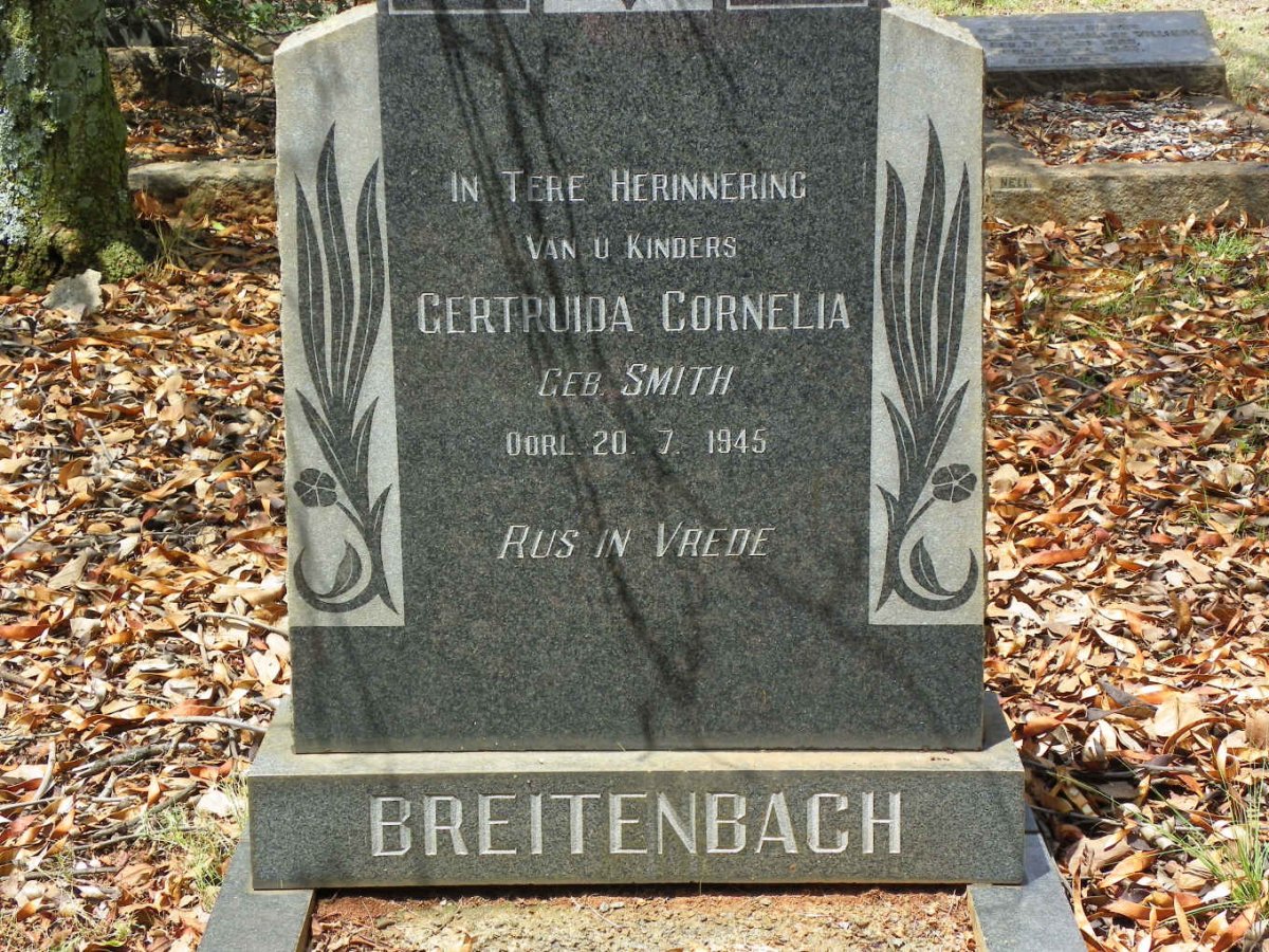 BREITENBACH Gertruida Cornelia nee SMITH -1945