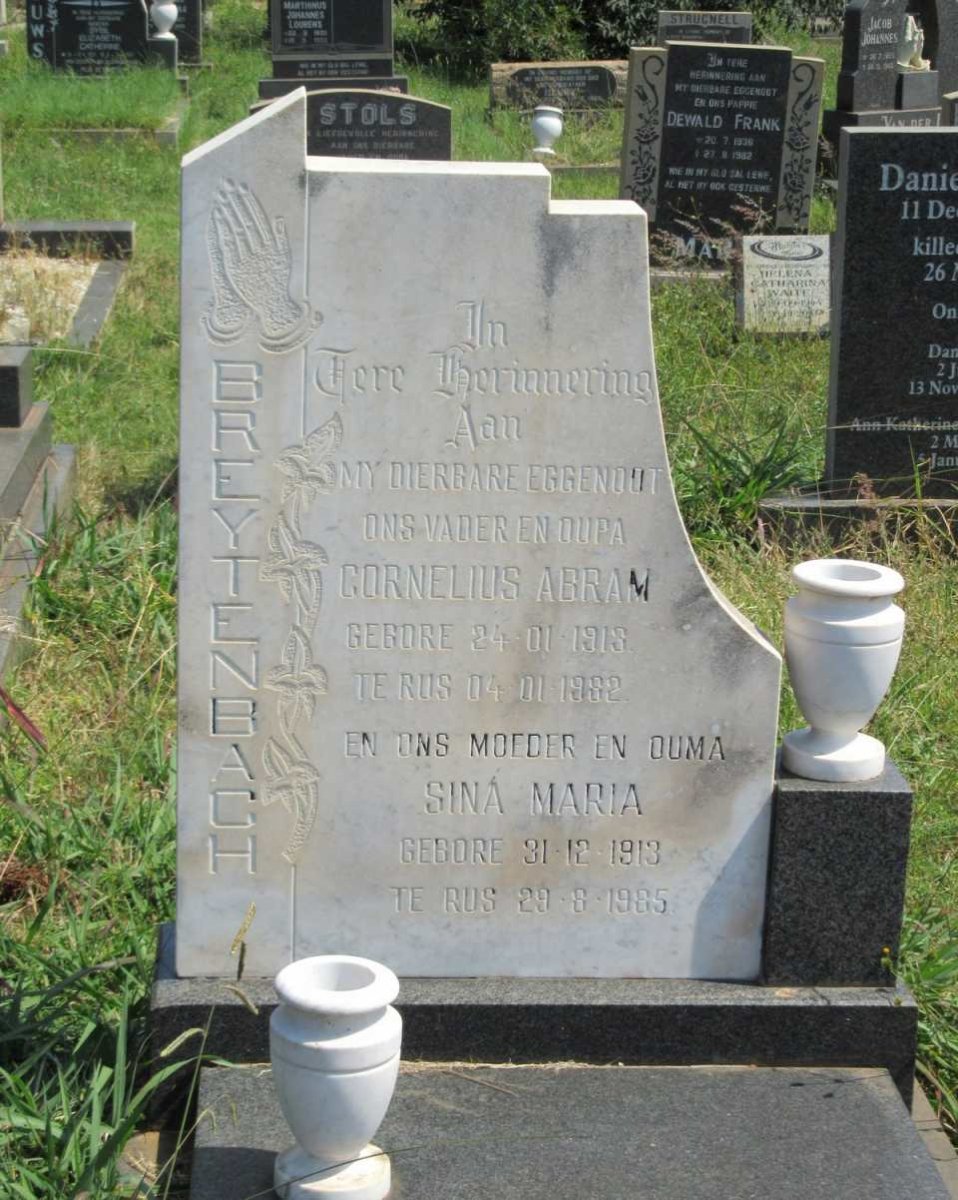 BREYTENBACH Cornelius Abram 1913-1982 &amp; Sina Maria 1913-1985