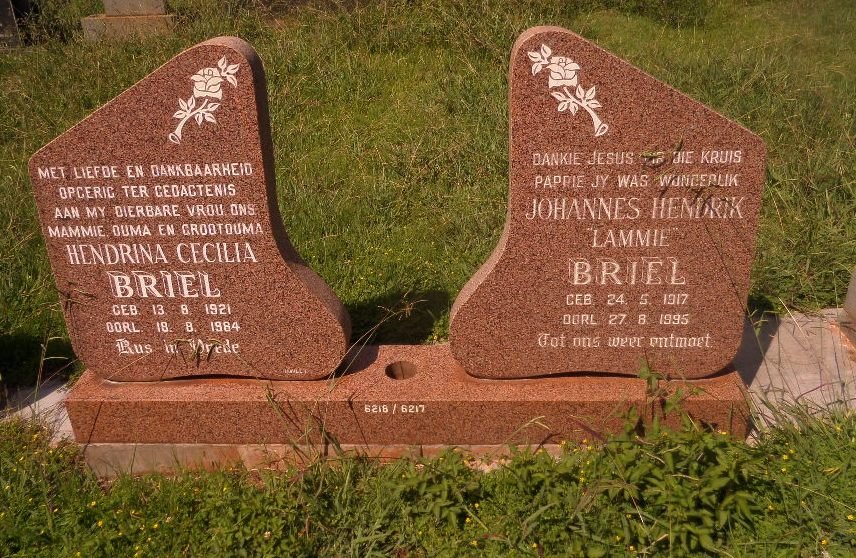 BRIEL Johannes Hendrik 1917-1995 &amp; Hendrina Cecilia 1921-1984