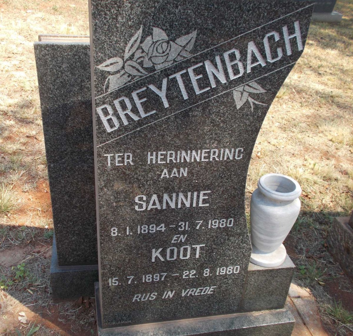 BREYTENBACH Koot 1897-1980 &amp; Sannie 1894-1980