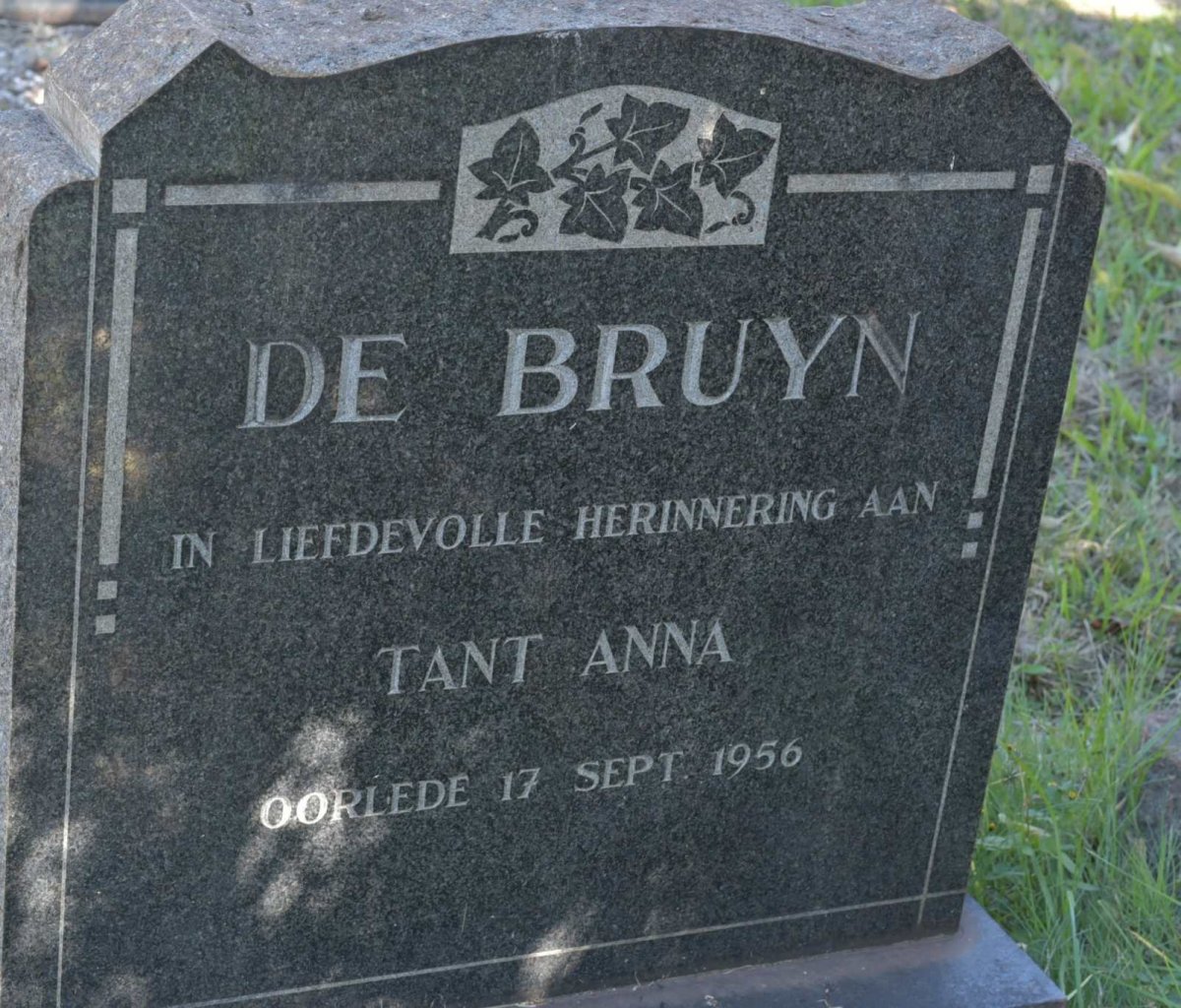 BRUYN Anna, de -1956
