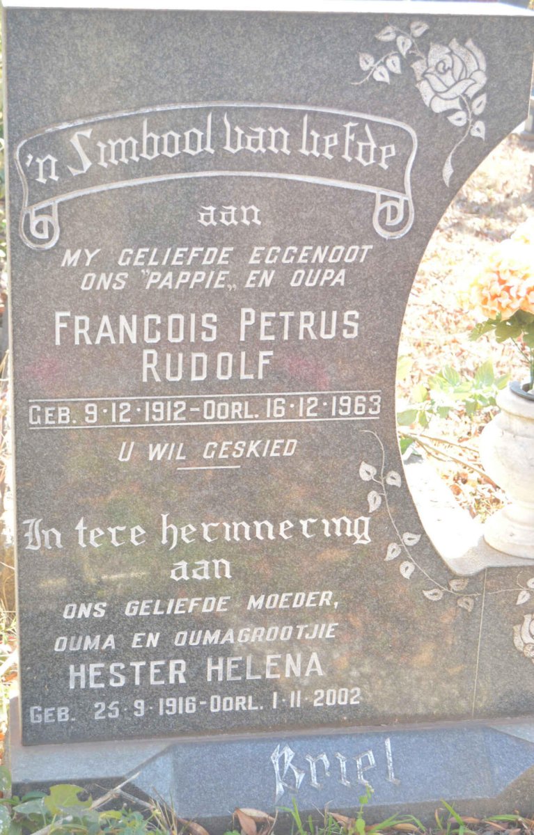 BRIEL Francois Petrus Rudolf 1912-1963 &amp; Hester Helena 1916-2002