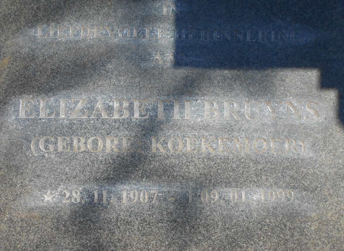 BRUYNS Elizabeth nee KOEKEMOER 1907-1999
