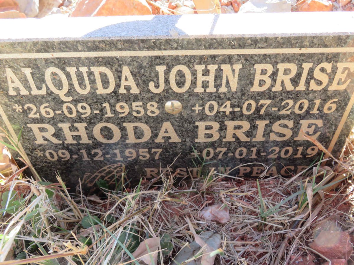 BRISE Alquda John 1958-2016 &amp; Rhoda 1957-2019