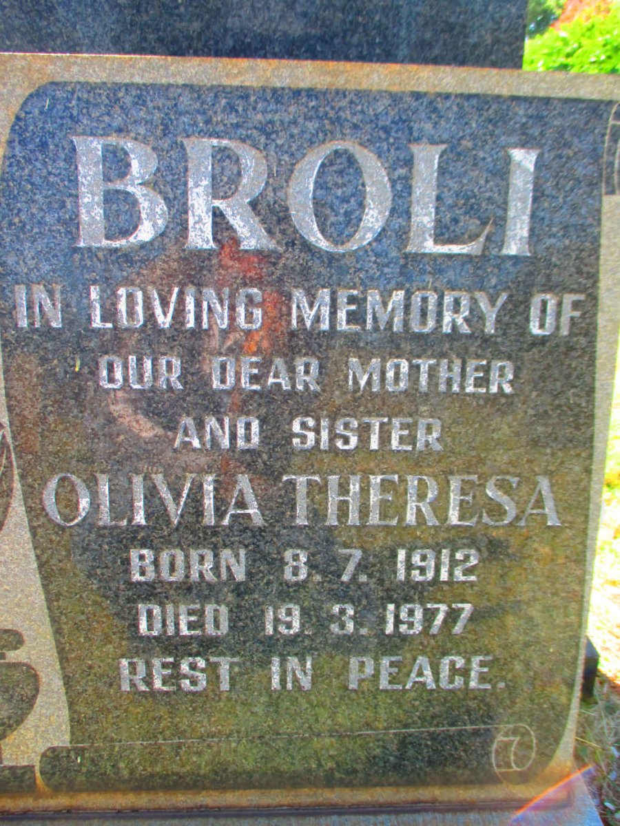 BROLI Olivia Theresa 1912-1977