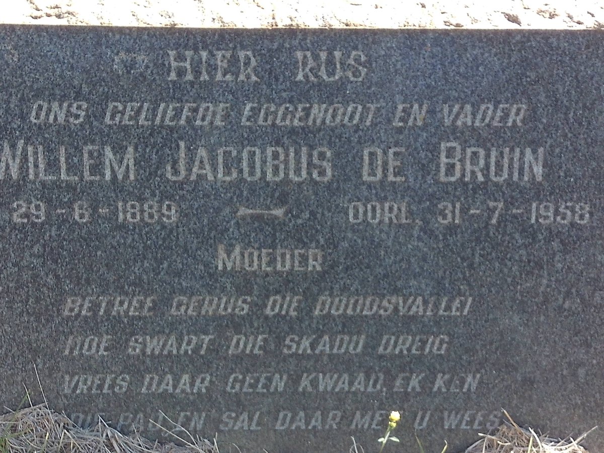 BRUIN Willem Jacobus, de 1889-1958