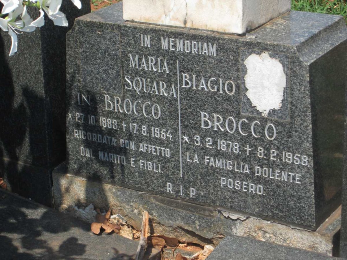 BROCCO Biagio 1878-1958 &amp; Maria Squara 1883-1954