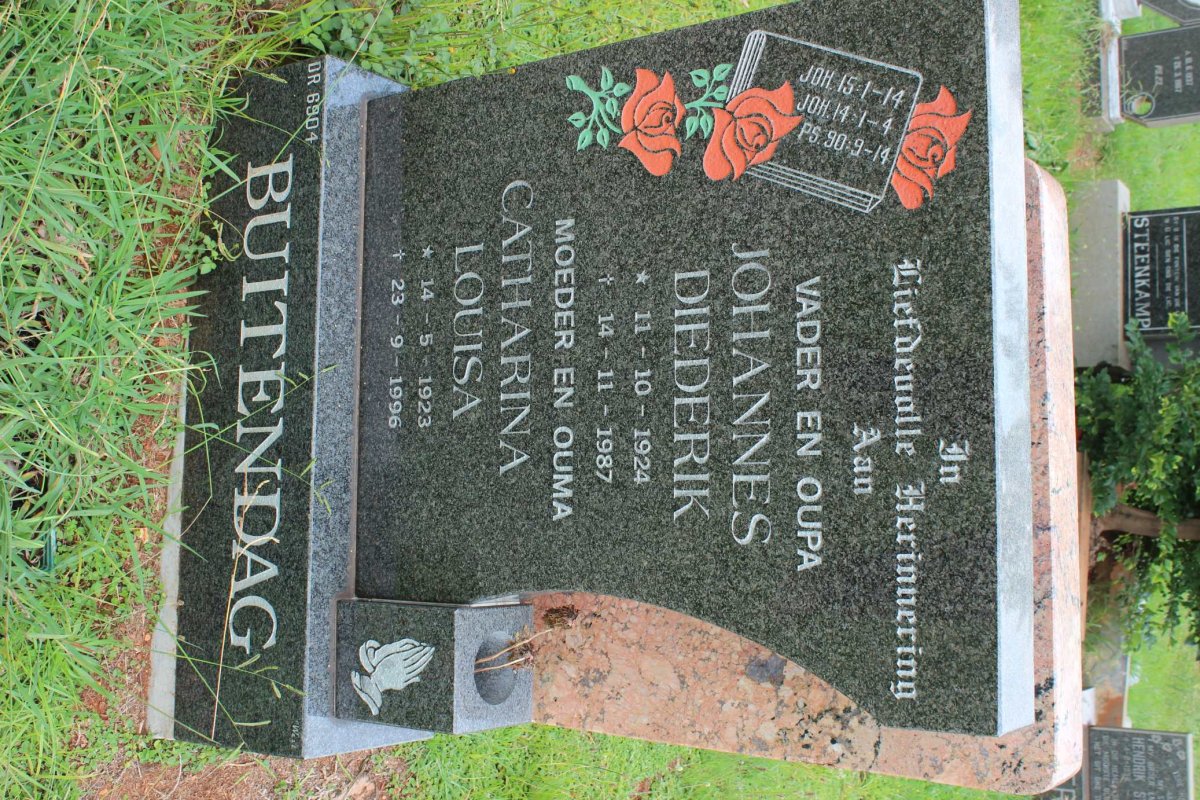 BUITENDAG Johannes Diederik 1924-1987 &amp; Catharina Louisa 1923-1996