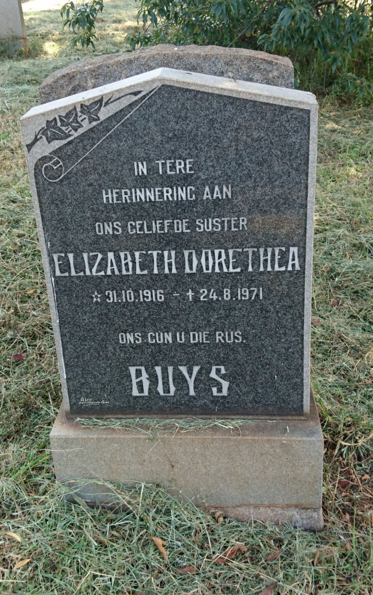 BUYS Elizabeth Dorethea 1916-1971
