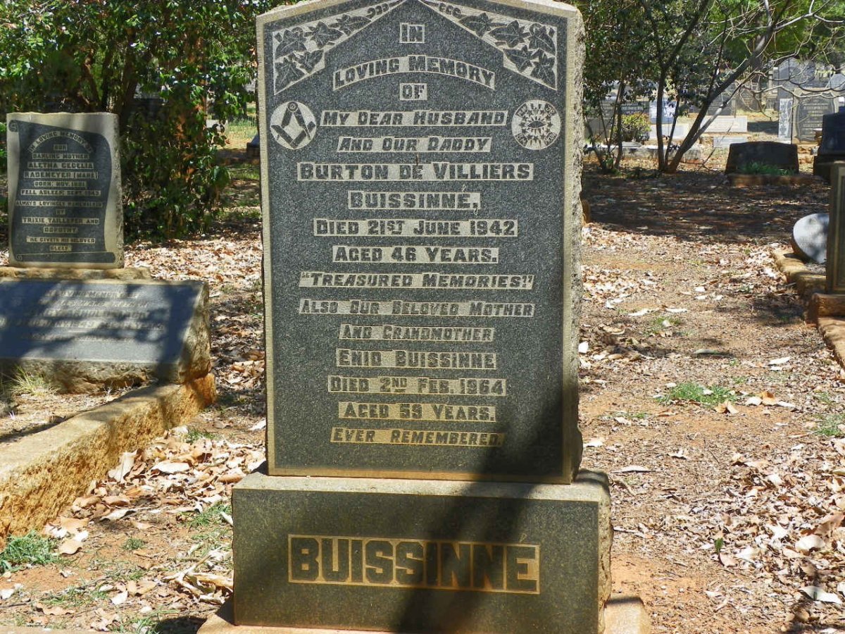 BUISSINNE Burton De Villiers -1942 &amp; Enid -1964