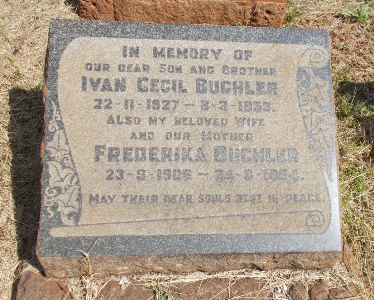 BUCHLER Frederika 1905-1954 :: BUCHLER Ivan Cecil 1927-1953 