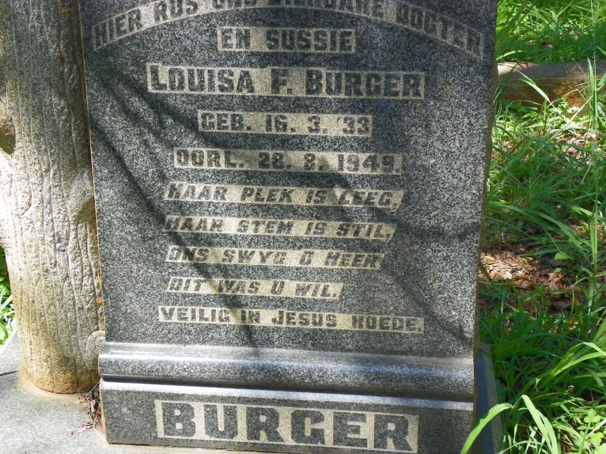 BURGER Louisa F. 1933-1949